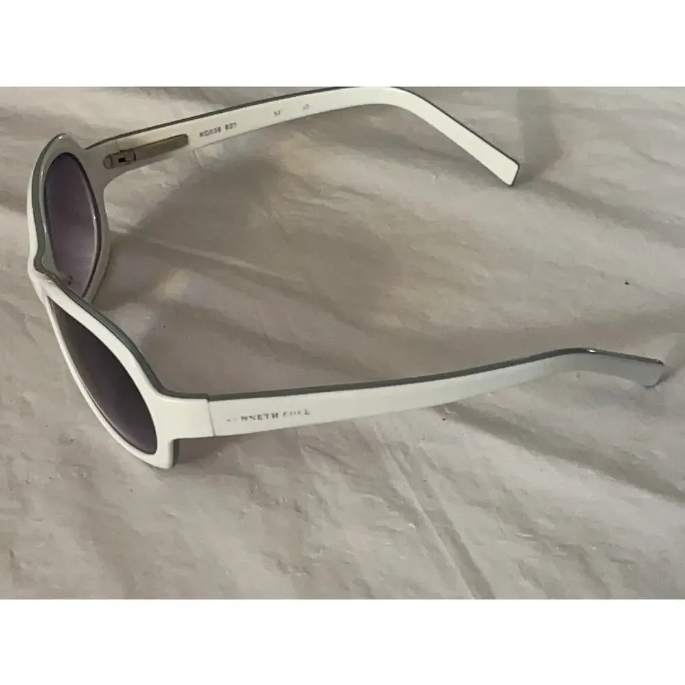 Kenneth Cole New York KCC36 White Oval Sunglasses Gray Lenses Women's 57-20-130